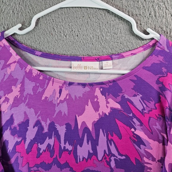 Belle Kim Gravel Top Blouse Women 1X‎ Abstract Print Purple Pink - Picture 3 of 9
